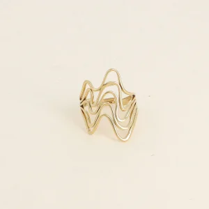 BAGUE LARGE - 5 ANNEAUX ONDULÉS