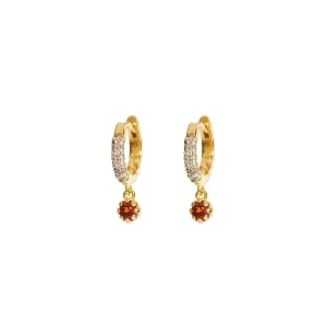 Mini Créoles Rive D'or Pampilles Zircon Grenat