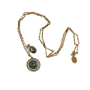 Collier Luna Médaillon Bleu et Serpentine