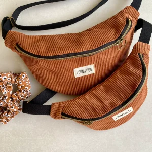 SAC BANANE M VELOURS TABAC