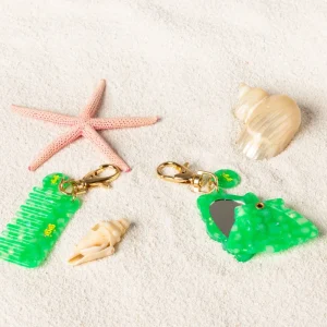 Porte clef miroir coquillage menthe à l'eau