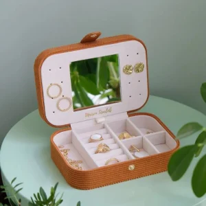 BOITE A BIJOUX BRIGITTE VELOURS COTELE CAMEL