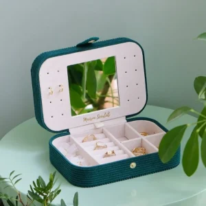 BOITE A BIJOUX BRIGITTE VELOURS COTELE VERT
