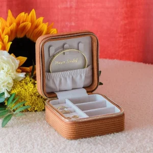 BOITE A BIJOUX CORINNE VELOURS COTELE CAMEL