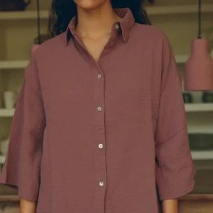 CHEMISE MIMOSA GAZ DE COTON MAUVE