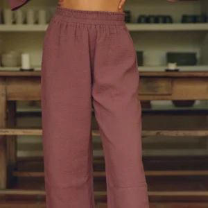 PANT MIMOSA GAZ DE COTON MAUVE