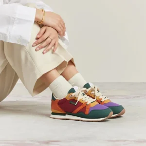 SNEAKERS ANDREE VERT ORANGE ET VIOLET