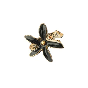 Pin's Fleur Noire Erine & Léopard