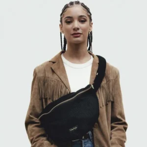 SAC BANANE CUSTINE XL VELOURS NOIR