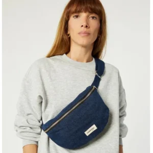 SAC BANANE CUSTINE DENIM FONCE