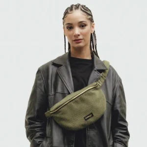 SAC BANANE CUSTINE VELOURS KAKI