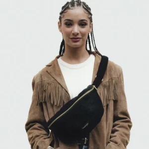 SAC BANANE CUSTINE VELOURS NOIR