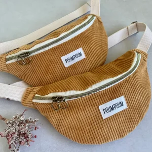 SAC BANANE L VELOURS MOUTARDE