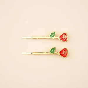Duo de barrettes fines Roses