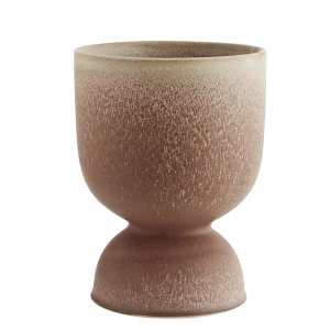 Cache-pot en grès - Ø 17,5 x H 23 cm - Finition poudrée et brune