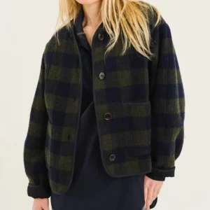 VESTE JAMIE CARREAUX BLEU KAKI